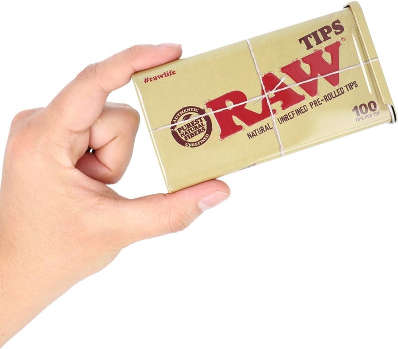 Raw Pre-Rolled Tips with Storage Tin - 200 Tips & Limited Edition Black Matte Keychain - Slow Burning & Convenient for Rolling on The Go - Image 3